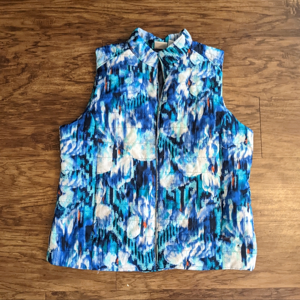 Weekend by Chicos Blue Puffer Vest Size 2